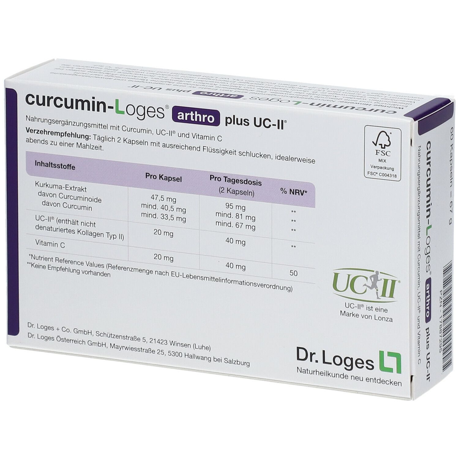 Curcumin Loges Arthro Plus UC II 60 St Shop Apotheke