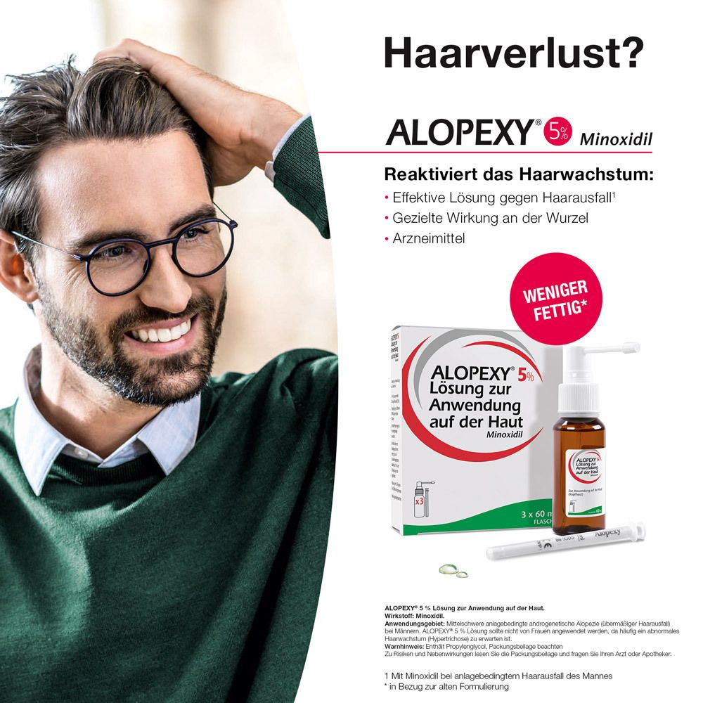 ALOPEXY 5 Lösung zur Anwendung auf der Haut 3X60 ml gegen