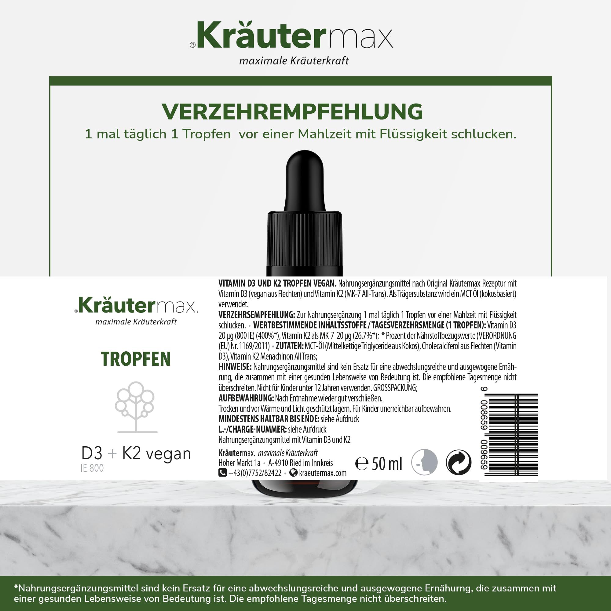 Kr Utermax Vitamin D Und K Tropfen Vegan Ie D Aus Flechten