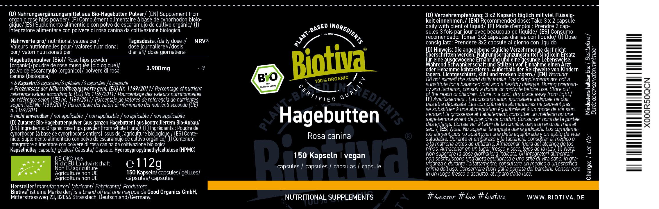 Biotiva Hagebutten Kapseln Bio 112 G Shop Apotheke