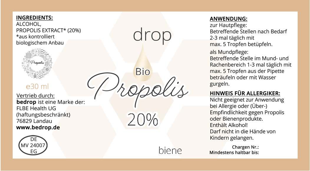 bedrop Das Kennenlern Set Propolis Tinktur Gelée Royale pur frisch