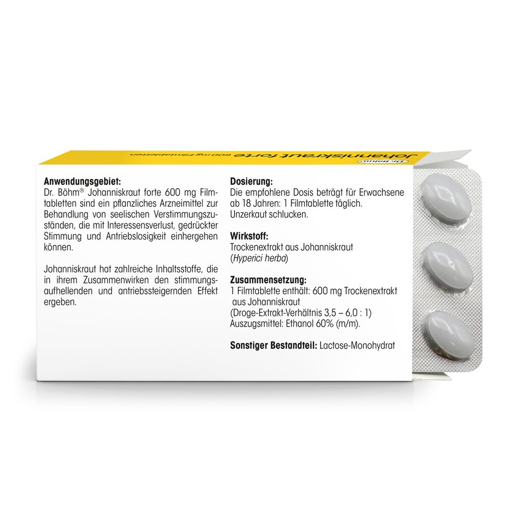 Dr Böhm® Johanniskraut 600 Mg Forte Filmtabletten 30 St Shop Apotheke At