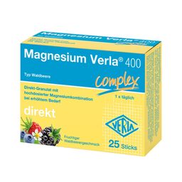 Magnesium Verla® 400 mg Direkt-Sticks mit fruchtigem Waldbeere-Geschmack