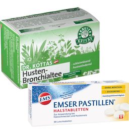 DR. KOTTAS Husten-Bronchialtee & EMSER Pastillen® ohne Menthol zuckerfrei Erkältungsset