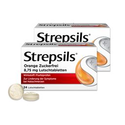 Strepsils® Orange Zuckerfrei Lutschtabletten - Bei starken Halsschmerzen und Schluckbeschwerden