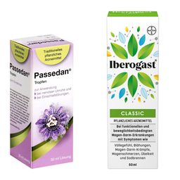 Iberogast® CLASSIC bei vielfältigen Magen-Darm-Beschwerden + Passedan®-Tropfen