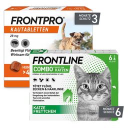 FRONTPRO® Kautablette für Hunde (>4-10kg) + FRONTLINE COMBO® Spot on gegen Flöhe und Zecken Katze