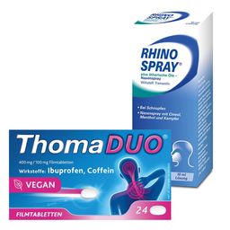 ThomaDUO® Ibuprofen 400mg + Rhinospray® plus ätherische Öle - Nasenspray - Jetzt 10% sparen mit dem Code thomaduo10*
