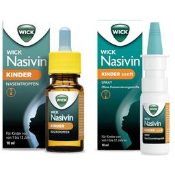 Nasivin® Kinder 0,025% Nasentropfen + WICK Nasivin® Kinder sanft 0,025% Nasenspray ohne Konservierungsstoffe