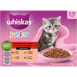 Whiskas Frischebeutel 85g 12 Pack Klassische Auswahl in Sauce Junior, 2-12 Monate