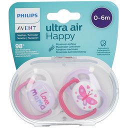 PHILIPS Avent Ultra Air Happy Schnuller 0-6 Monate, rosa/ lila