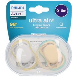 PHILIPS Avent Ultra Air Schnuller 0-6 Monate, beige/ grau
