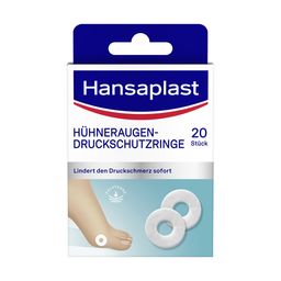Hansaplast Hühneraugen-Druckschutzringe | Sofortige Schmerzlinderung | Schutz bei Hühneraugen, Hornhaut & Druckstellen | Extra weich & hautfreundlich | Selbstklebend | 20 Ringe