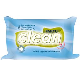 FAKTUclean feuchtreinigende Pflegetücher für sensible Haut im Analbereich, pH-hautneutral, parfümfrei und ohne Alkohol oder Farbstoffe. 5 Stk.