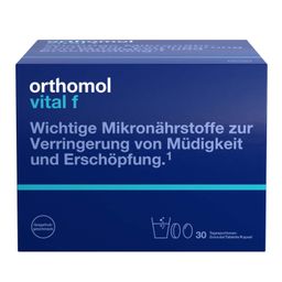 Orthomol Vital f für Frauen - bei Müdigkeit - mit B-Vitaminen, Omega-3, Magnesium - Granulat/Tabletten/Kapseln - Grapefruit-Geschmack