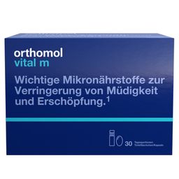 Orthomol Vital m für Männer - bei Müdigkeit - mit B-Vitaminen, Omega-3 und Magnesium - Trinkampullen/Kapseln - Orangen-Geschmack