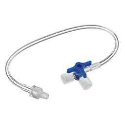 Discofix® Dreiwegehahn blau mit 10cm Schlauch