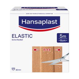 Hansaplast Elastic Pflaster | Besonders flexibele Wundauflage | Wasserabweisend | Ideal für Finger & Gelenke | Schützt vor 99 % der Bakterien | 5 m x 6 cm