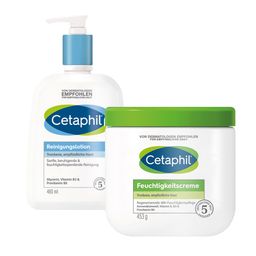 CETAPHIL Feuchtigkeitscreme + CETAPHIL Reinigungslotion für Körper & Gesicht
