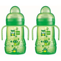 MAM Trainer+ Trinklernflasche mit Griffen, tropffreiem Sauger & Trinkschnabel 220ml grün, ab 4 Monate