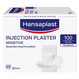 Hansaplast Sensitive Injektionspflaster | Besonders hautfreundlich für eine optimale Heilung | Nicht verklebende Wundauflage | Auch für Diabetiker geeignet |1,9x4 cm | 100 Stück