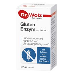 Dr. Wolz Gluten Enzym+ Calcium –hilft Gluten abzubauen, mit Gluten spaltendem Enzym und Calcium – 60 Kapseln