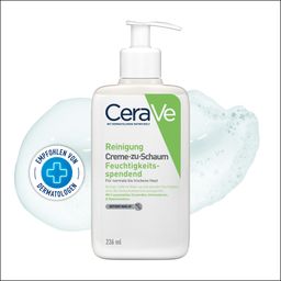 CeraVe Creme-zu-Schaum Reinigung für normale bis trockene Haut, Gesichtsreinigung & Make-up-Entferner, mit 3 essenziellen Ceramiden & Hyaluron