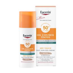 Eucerin® Oil Control Tinted Face Sun Gel-Creme mit LSF 50+ – getönter Sonnenschutz für fettige und unreine Haut – Mittel