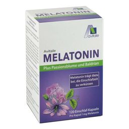 Avitale Melatonin 1 mg plus Passionsblume und Baldrian Einschlaf-Kapseln