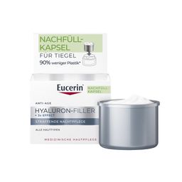Eucerin® Hyaluron-Filler + 3x Effect Straffende Nachtpflege Nachfüllkapsel – Anti-Aging Nachtcreme mit Hyaluronsäure und regenerierende Pflege, Verpackung spart 90% Material