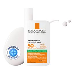 La Roche Posay Anthelios UVMUNE 400 Oil Control Fluid Sonnenschutz für empfindliche Haut mit sehr hohem UV-Schutz LSF 50+. Für ölige Haut geeignet.