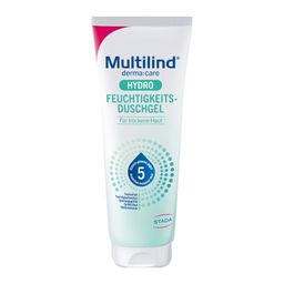 Multilind® derma:care HYDRO Feuchtigkeitsduschgel: tägliche Reinigung trockener Haut. Sanft, beruhigend, rückfettend. Pflegt mit Ceramide NP, Panthenol, Glyzerin, Rizinusöl, Beerenwachs