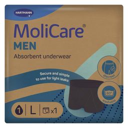 MoliCare MEN – Diskrete waschbare Inkontinenzhose, schützende Boxershorts für sehr leichte Blasenschwäche, Größe L schwarz