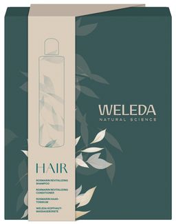 Weleda® Hair Geschenkset Rosmarin-Shampoo, -Conditioner, -Tonikum & Massagebürste