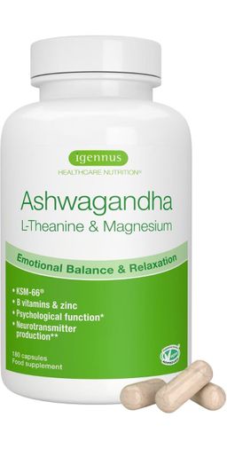 Igennus Ashwagandha Hochdosierter Anti-Stress, L theanine & Magnesium, Adaptogen-Komplex