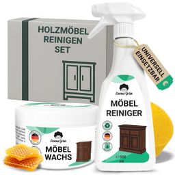 Emma Grün® Holzmöbel reinigen Set mit Reiniger & Wachs
