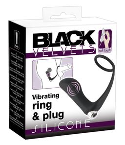Penisring mit Vibro-Analplug | Mit 10 kraftvollen Vibrationsmodi | Black Velvets