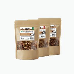 Leo Barf Trockenbarf Probierpaket Mix Rind, Wild, Ente mit Obst und Gemüse