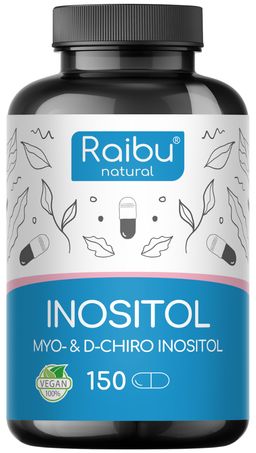 Myo Inositol & D-Chiro Inositol Kapseln (150 St), Mit Vitamin B6, Folsäure & Chrom - RAIBU