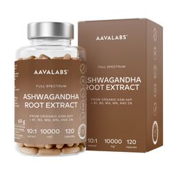 Aavalabs Bio Ashwagandha KSM 66 10.000mg | Mit Magnesium, Zink & Vitaminen