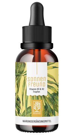 Vitamin D3 K2 Tropfen 1000 IE - hochdosiert & vegan - Sonnenfreund - NATURTREU®