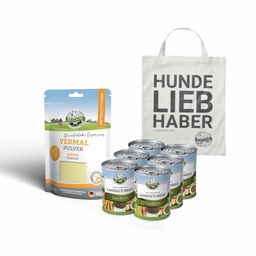 Bellfor Magen-Darm-Set für große Hunde – Nassfutter + Vermal Pulver + Jutebeutel