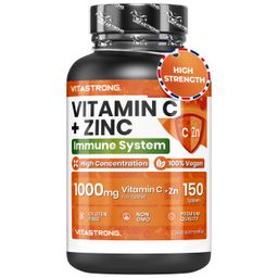 Vitastrong Vitamin C + Zink - 150 Tabletten, Unterstützung des Immunsystems
