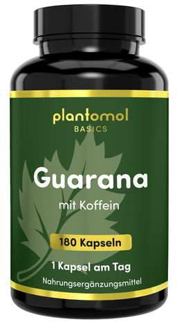 plantomol® Basics - Guarana Kapseln mit Koffein - 470mg Guarana Extrakt /Kapsel - Halbjahresvorrat
