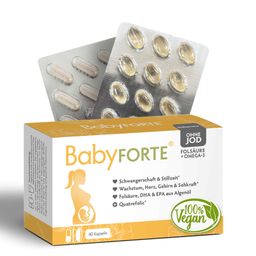 BabyFORTE Folsäure + Omega-3 OHNE JOD | Schwangerschaftsvitamine & Stillzeit | 100 % vegan