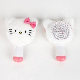 White mini Plüschhaarbürste 13 cm
