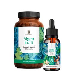 Omega 3 Algenöl Familie vegan Kapsel Tropfen Kind Algenknirps Algenkraft für Groß & Klein NATURTREU®