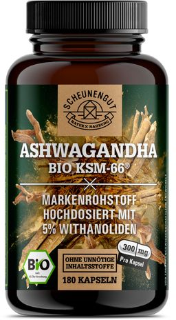 Scheunengut® BIO Ashwagandha KSM-66 | Markenrohstoff mit mindestens 5% Withanolide