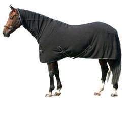 Fleecedecke Deluxe mit Halsteil schwarz Pferde Fleecedecke mit Halsteil