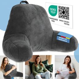 ELONEO Rückenkissen mit Armlehnen für Bett & Sofa waschbarer & abnehmbarer Bezug